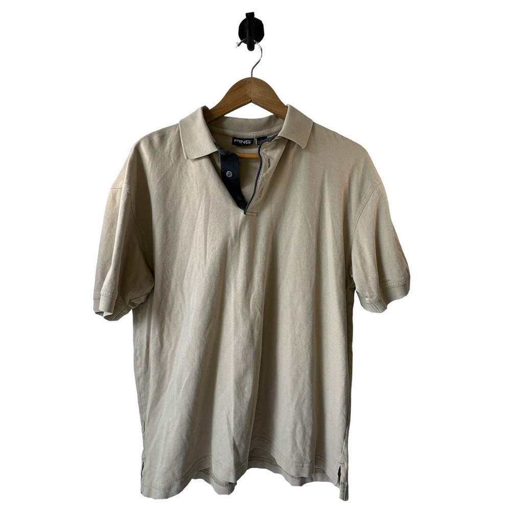 Ping Collection Mens Beige Polo Size Small 97%Cotton/3%Lyrcra RN37763 Peru Made